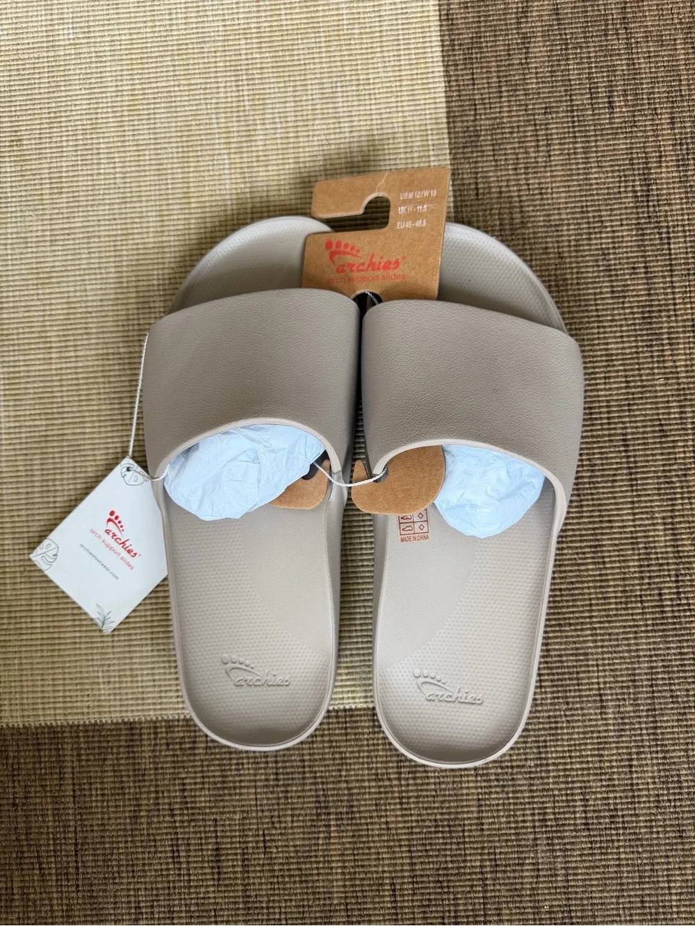 NWT Archies Arch Support Slides US Men’s 12 / US Women’s 13 Taupe